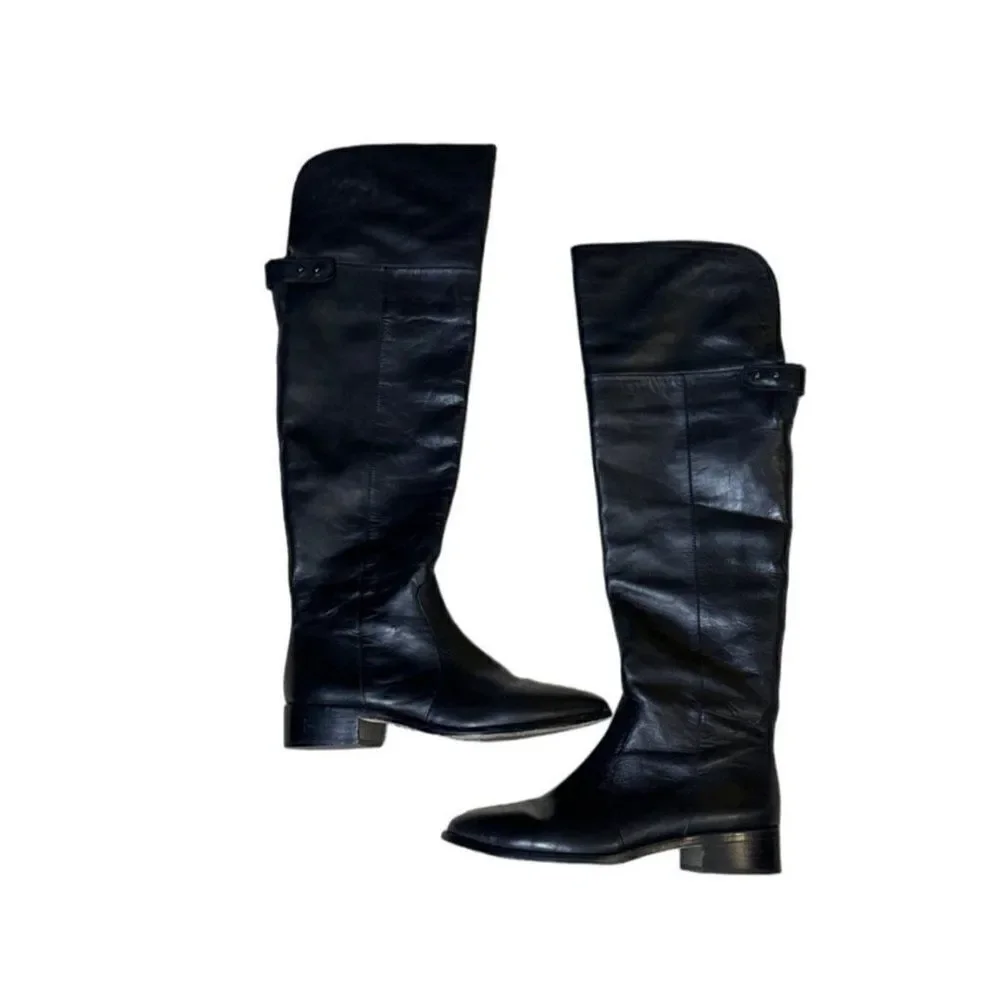 BCBG MAXAZRIA Black Leather Over the knee boots